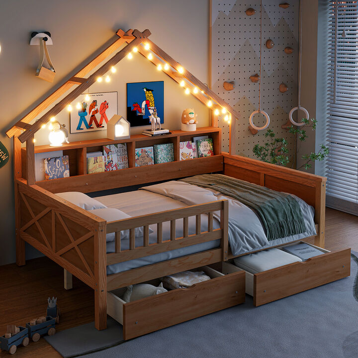 Merax Wood Full Size House daybed with LED