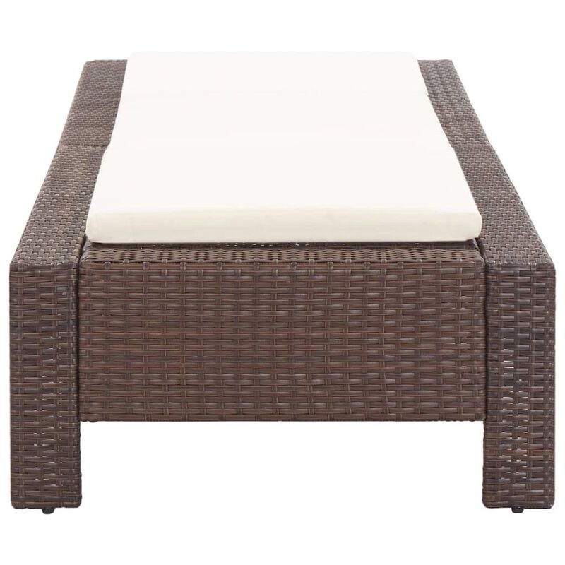 vidaXL Sunbed with Cushion Brown Poly Rattan, 46235