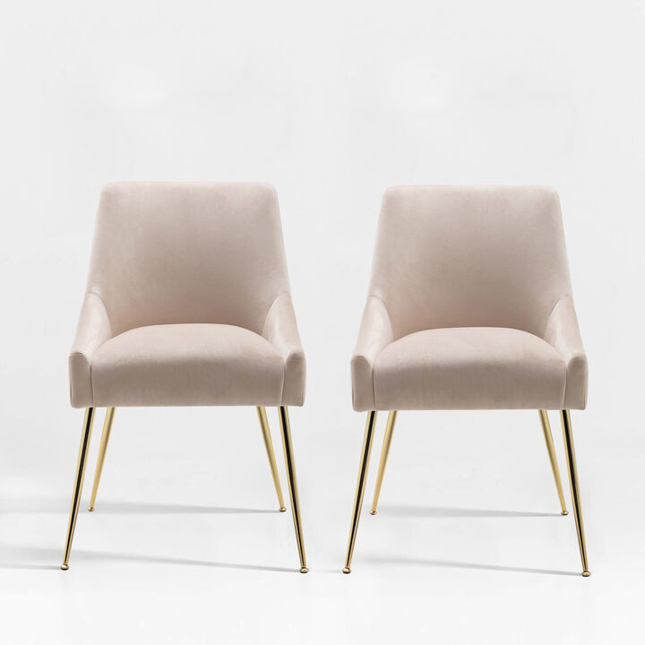 WestinTrends Upholstered Velvet Accent Chair With Metal Leg (Set of 2)