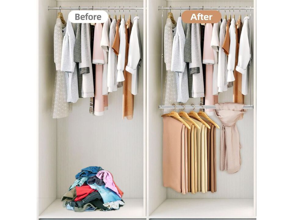 2-Pack Adjustable Closet Rod | Space-Saving Hanging Organizer for Closet Storage