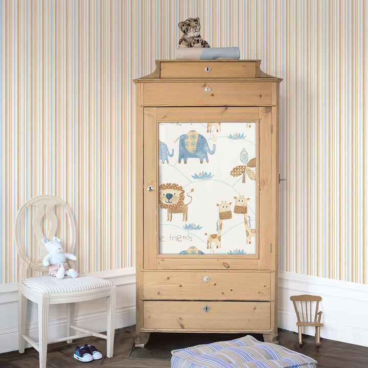Just 4 Kids 2 Washed Striped Beige Wallpaper G56040