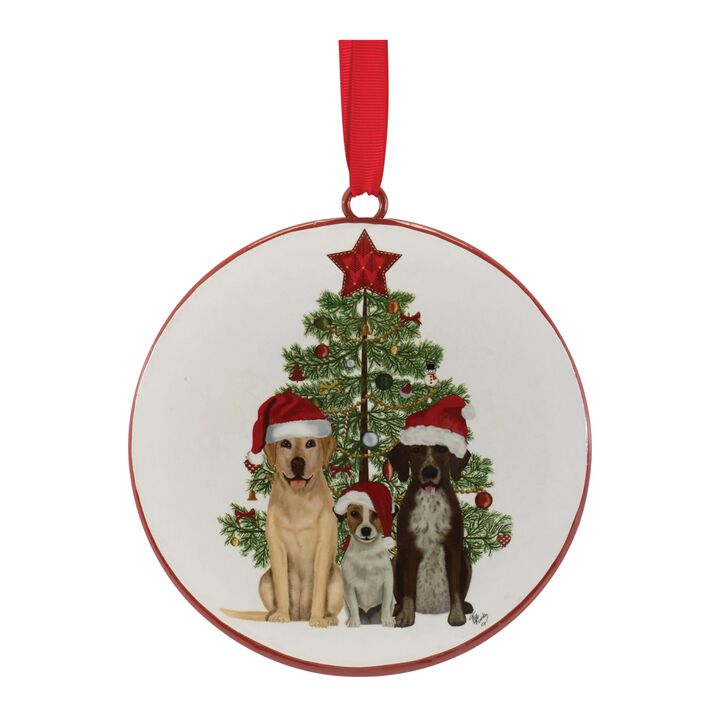 Set of 12 Dog Christmas Disc Ornaments – Festive Holiday Tree Decor Featuring Dogs and Christmas Trees