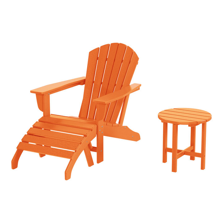 WestinTrends Outdoor Adirondack Chair With Ottoman And Side Table 3-Piece Set