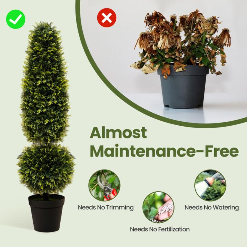 Hivvago 4 Feet Artificial Boxwood Topiary Tree with Natural Vines and PE Leaves