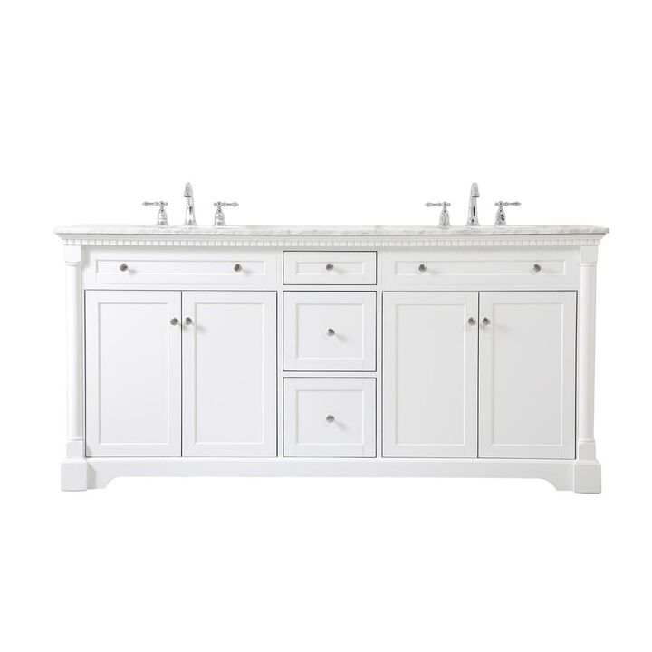 Elegant Kitchen and Bath 72 inch double bathroom vanity in White