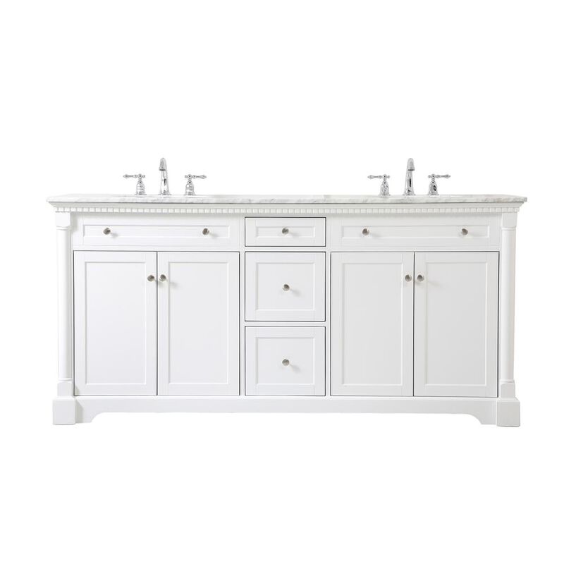 Elegant Kitchen and Bath 72 inch double bathroom vanity in White