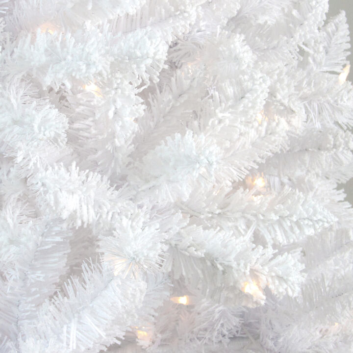 6' Pre-Lit Medium Flocked White Pine Artificial Christmas Tree - Clear Lights