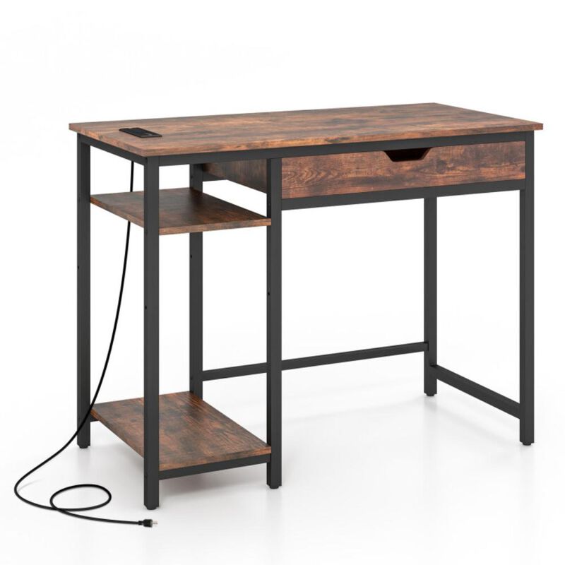 Hivvago Computer Desk with Charging Station and Drawer & Adjustable Shelf