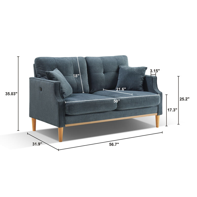 Living Space sofa 2 seater ,Loveseat With Waterproof Fabric, USB Charge