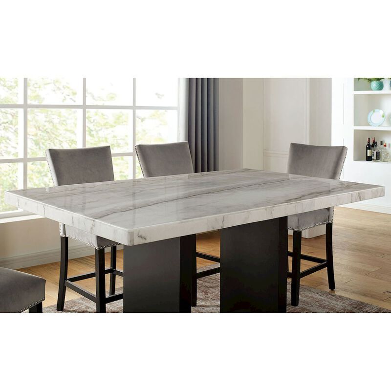 Simple Relax 7 Piece Dining Table Set with Six Counter Height Chairs in White And Black image number 4
