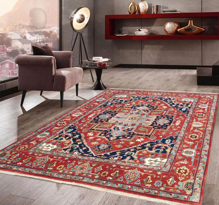 Pasargad Home Serapi Hand-Knotted Wool Area Rug