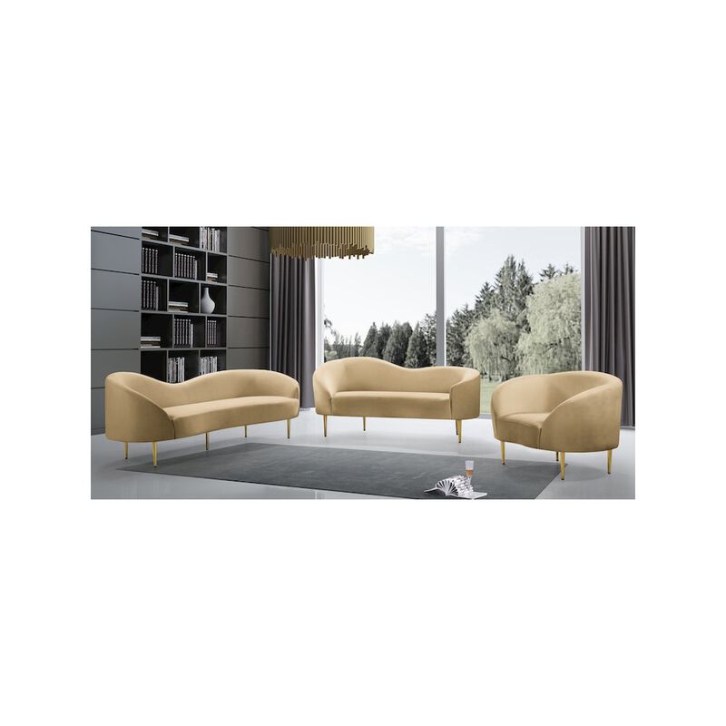 Meridian Furniture Ritz Camel Velvet Sofa
