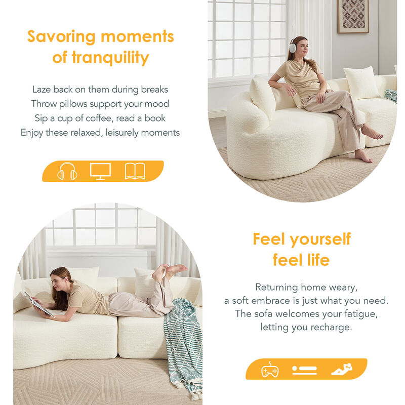 Merax Curved Boneless Sofa Couches Sleeper for Living Room