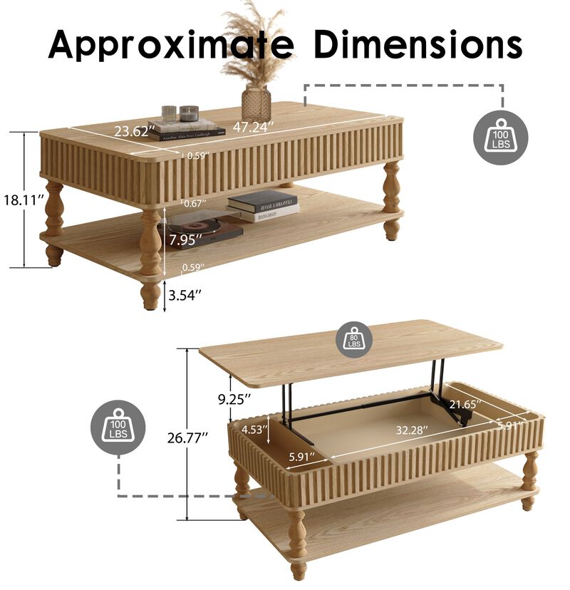 Bahar Vintage Lift Top Coffee Table image number 9
