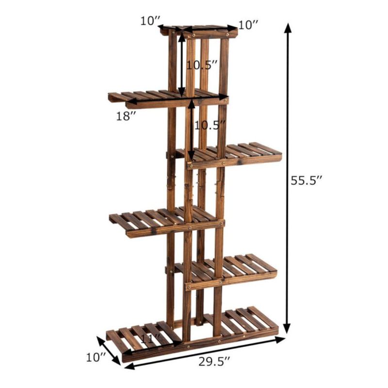 Hivvago 6 Tier Garden Wooden Shelf Storage Plant Rack Stand
