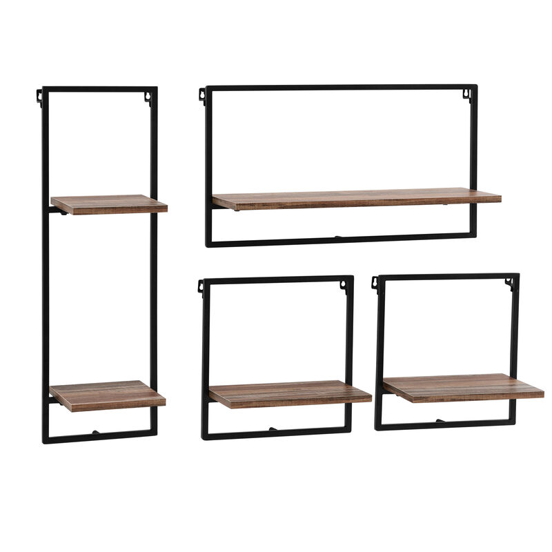 Framed Wall Art 4-Piece Modern Shelf Set with Metal Frame