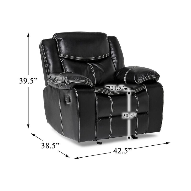 Lexicon Bastrop Faux Leather Glider Reclining Chair In Black Leather