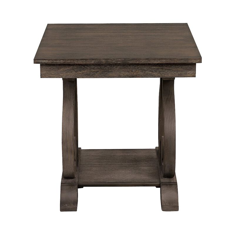 Lexicon Toulon Pine End Table in Wire-Brushed Power Glaze Oak