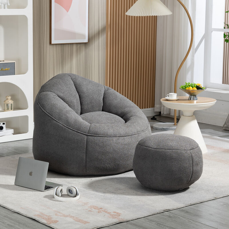 Merax Bean Bag Sofa Accent Chair with Footrest