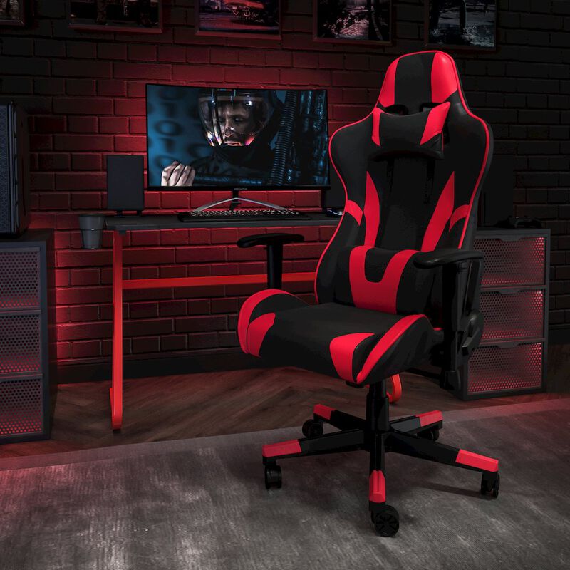 Flash Furniture Red Gaming Desk and Red/Black Reclining Gaming Chair Set image number 7