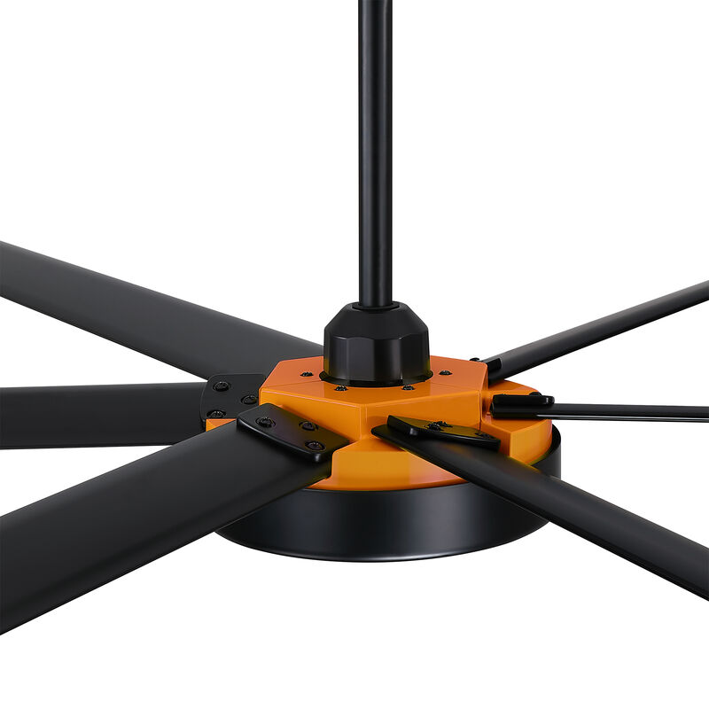 120" Modern Industrial Black Reversible DC Motor 6 Aluminum Blades Extra Large Ceiling Fan with Remote for Warehouse, garage, or Factory image number 8