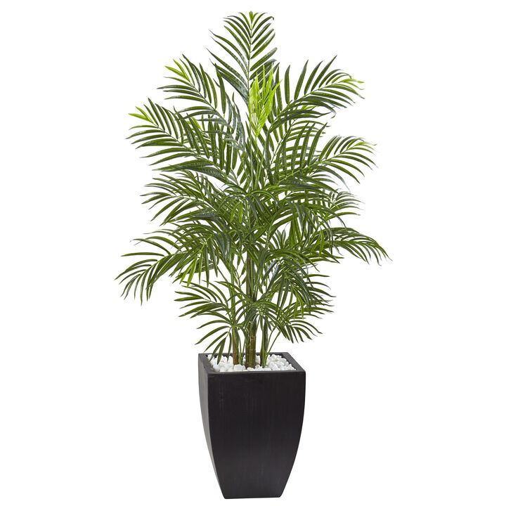 HomPlanti 4.5 Feet Areca Palm Tree with Black Wash Planter UV Resistant (Indoor/Outdoor)