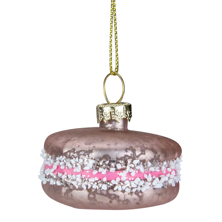 2" Pink Macaroon with Sugar Glass Christmas Ornament