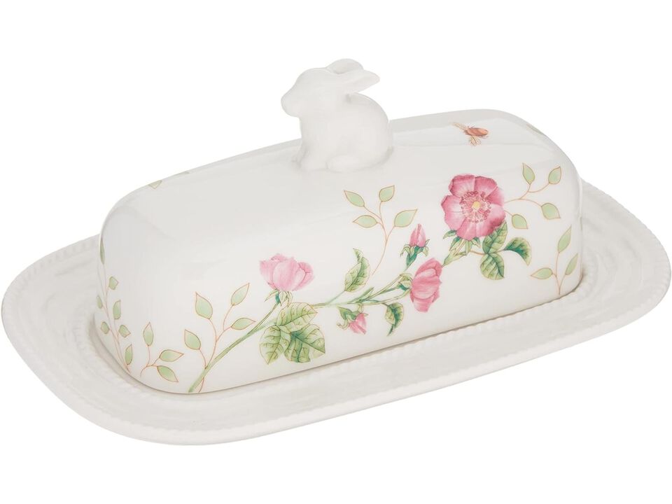 Lenox Butterfly Meadow Bunny Covered Butter Dish