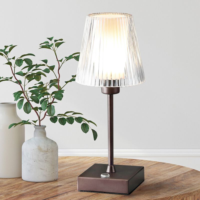 Oscar Modern Industrial Rechargeablecordless Iron/Acrylic Integrated LED Table Lamp with Ribbed S