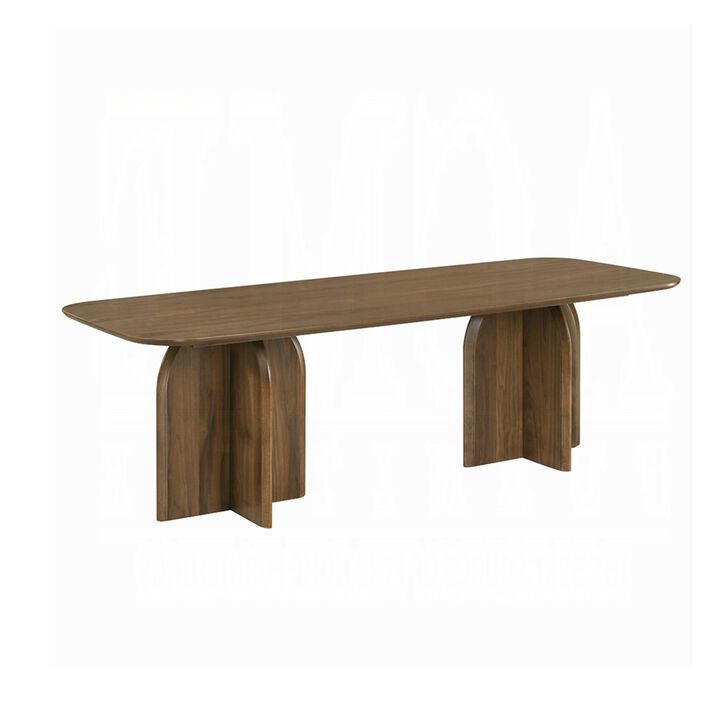 Dio Dining Table, 94 Inch Top, Cross Pedestal Base, Dark Walnut Brown
