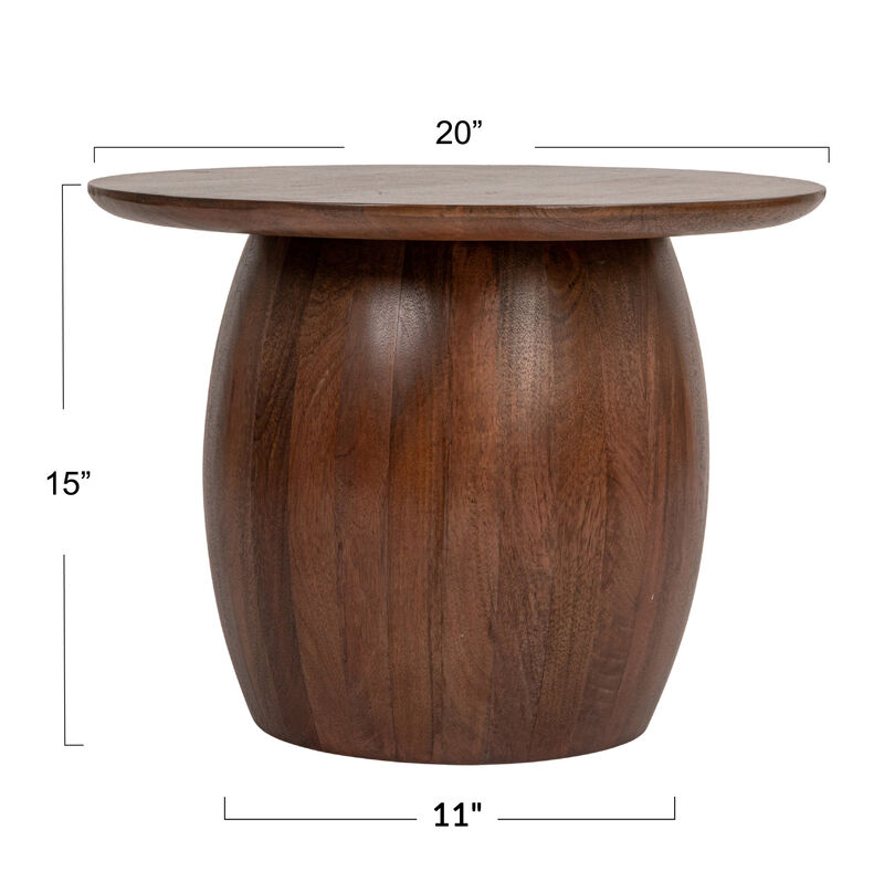 Modern Mango Wood Round Accent Table, Walnut image number 2