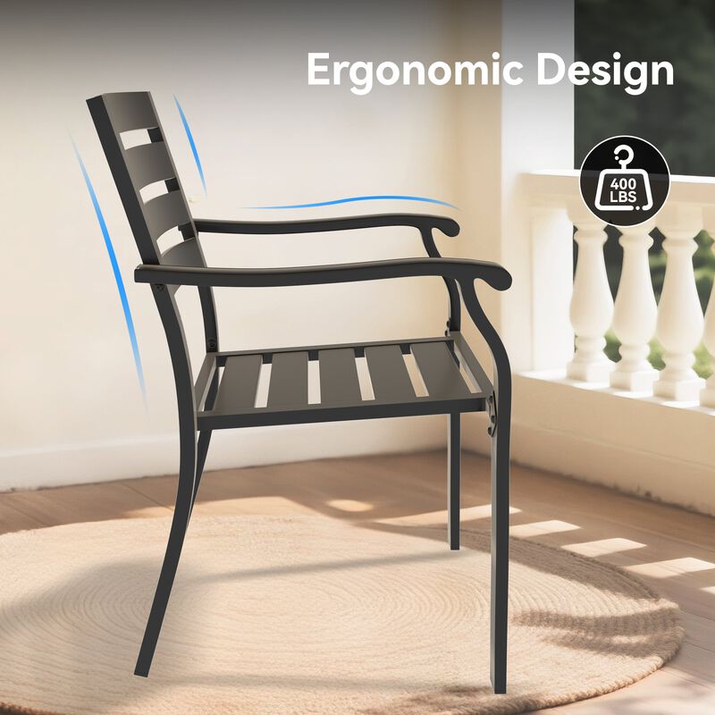 2 Pieces lron Terrace Outdoor Dining Chairs, Bistro Metal Chairs, All-Weather Outdoor Metal Dining Chairs image number 3