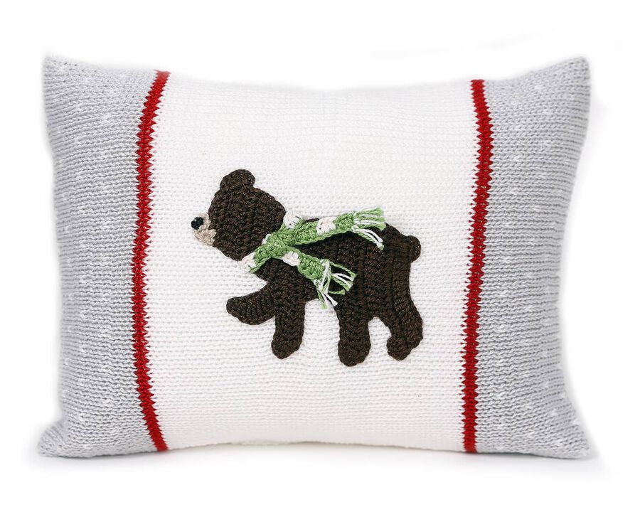 Handmade Brown Bear Christmas Mini Pillow