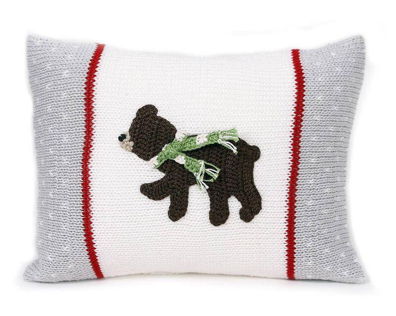 Handmade Brown Bear Christmas Mini Pillow image number 0