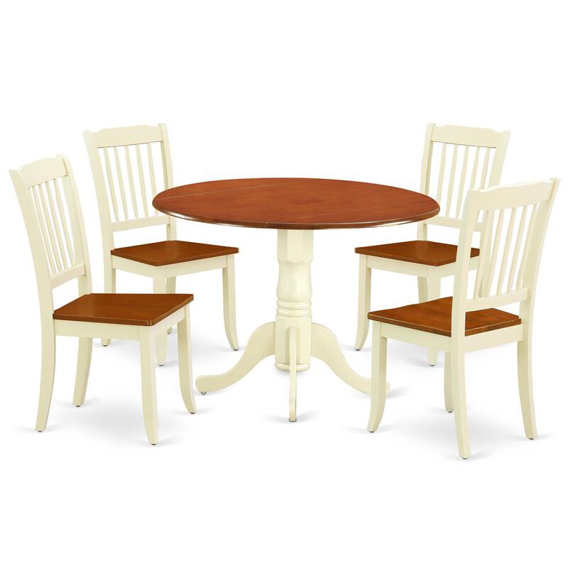 East West Furniture Dining Room Set Buttermilk & Cherry, DLDA5-BMK-W