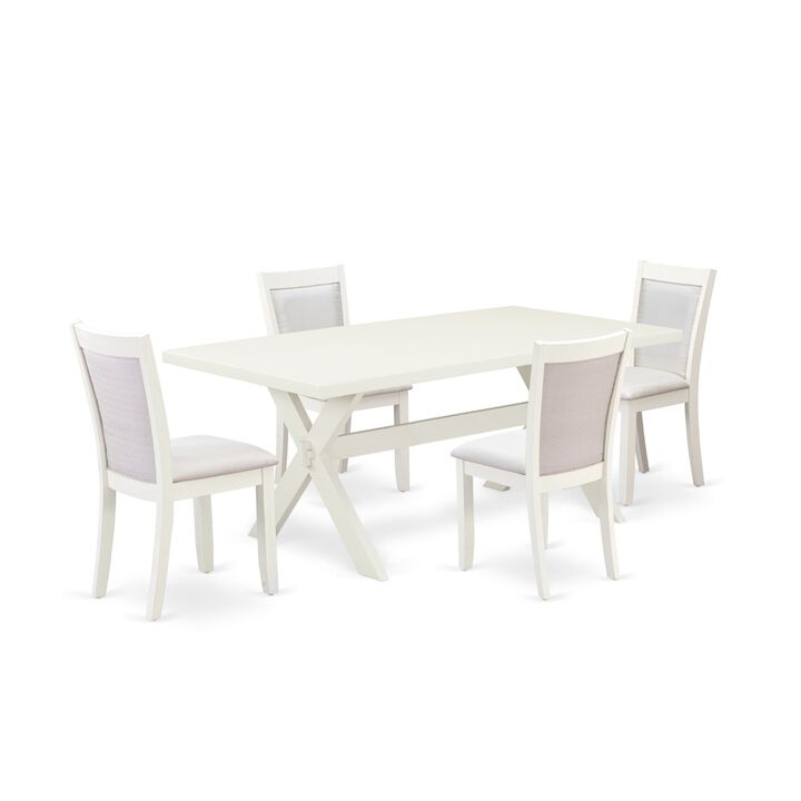 East West Furniture X027MZ001-5 5Pc Dining Set - Rectangular Table and 4 Parson Chairs - Multi-Color Color