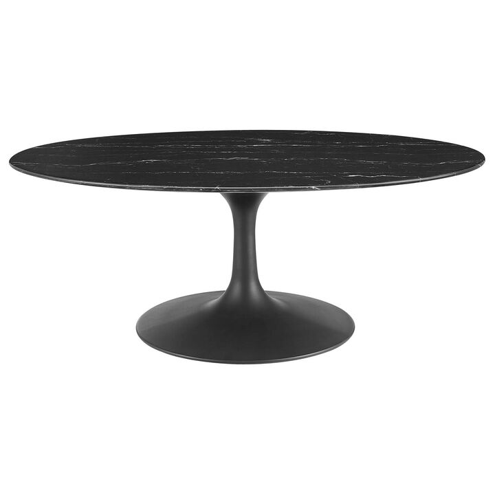 Modway Lippa Oval Artificial Marble 42" Coffee Table, 42 x 27.5 x 15.5, Black Black