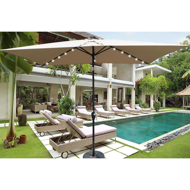 Streamdale Solar Lighted Patio Umbrella with Crank (10' x 6.5')