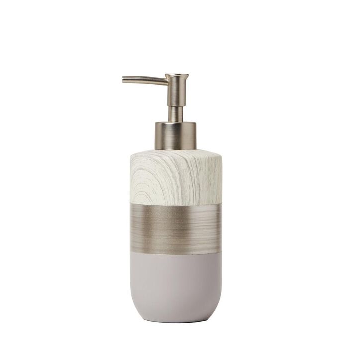 Saturday Knight Ltd Liselotte Soft Grays Bath Lotion Pump Dispenser - 7.8x2.96x2.96", Cream