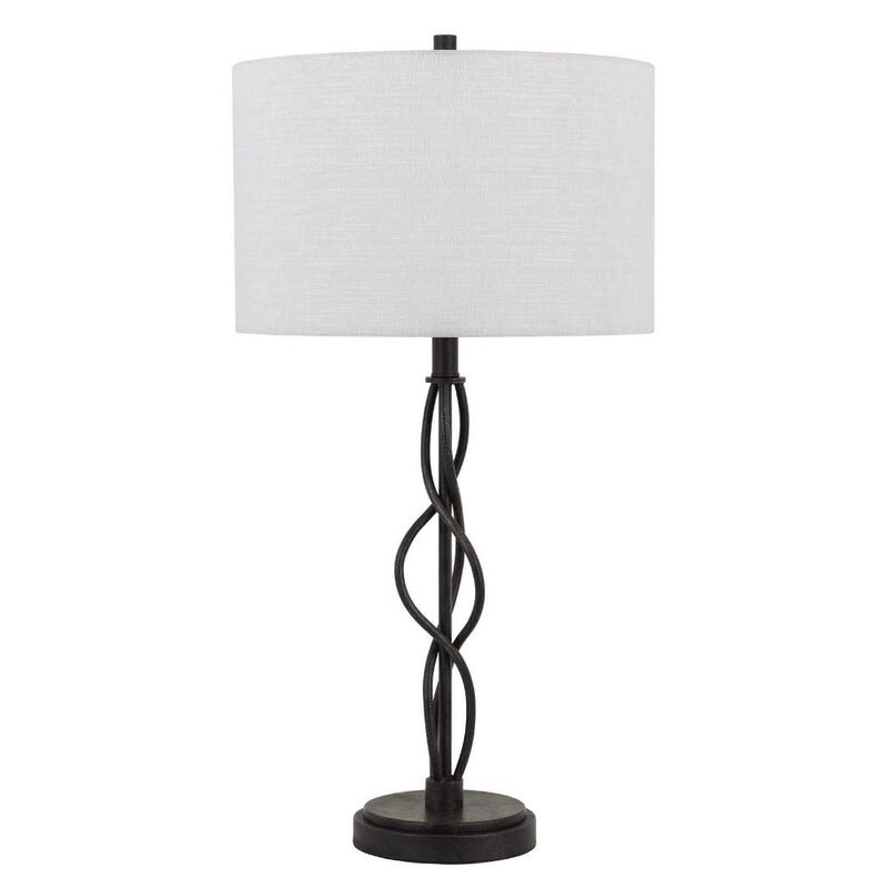 Hivvago 30" Black Metal Candlestick Table Lamp With Off White Drum Shade