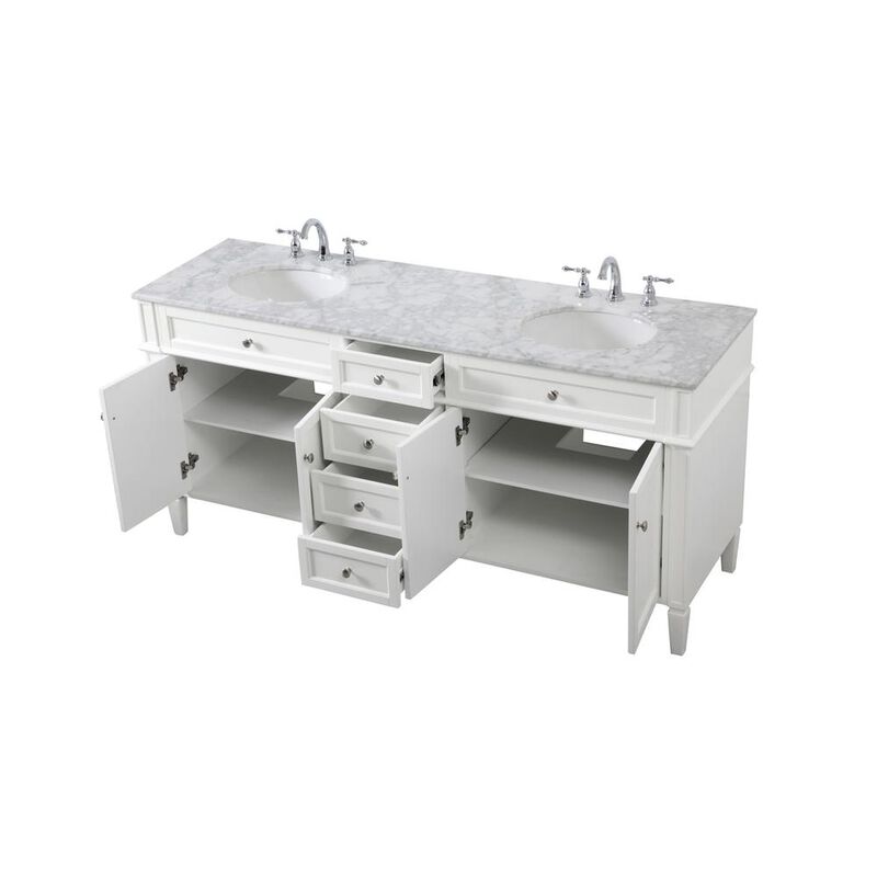 Elegant Kitchen and Bath 72 inch double bathroom vanity in white