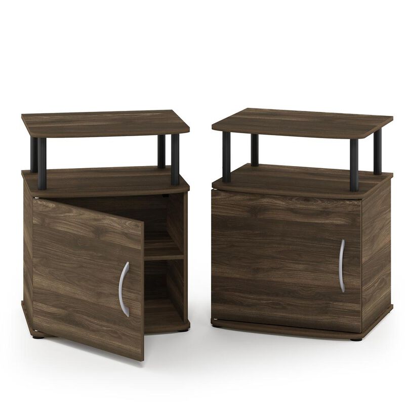 FURINNO JAYA Utility Design End Table, 2-Pack, Columbia Walnut/Black