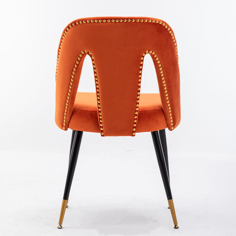 Streamdale Contemporary Velvet Dining Chairs, Orange, Set of 2