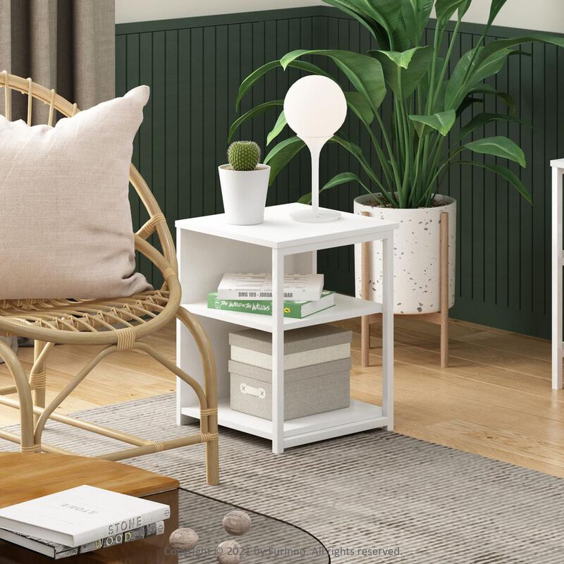 Furinno Camnus Modern Living End Table, Solid White