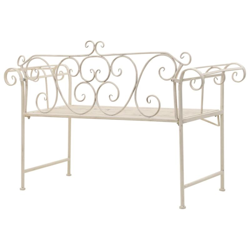 vidaXL Garden Bench 52" Metal Antique White