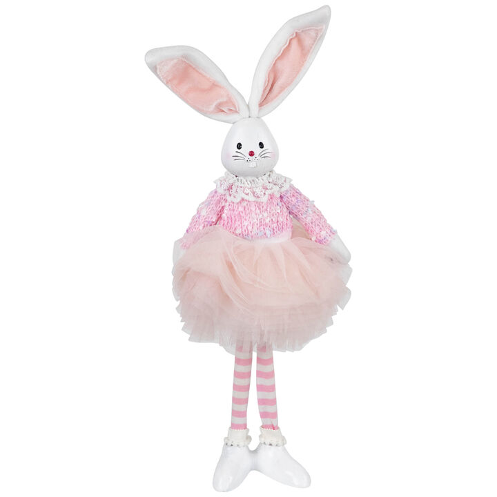 Ballerina Bunny Standing Easter Figure - 15" - Pink and White