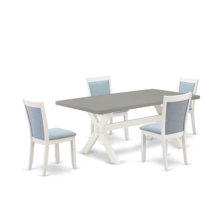 East West Furniture X097MZ015-5 5Pc Kitchen Set - Rectangular Table and 4 Parson Chairs - Multi-Color Color