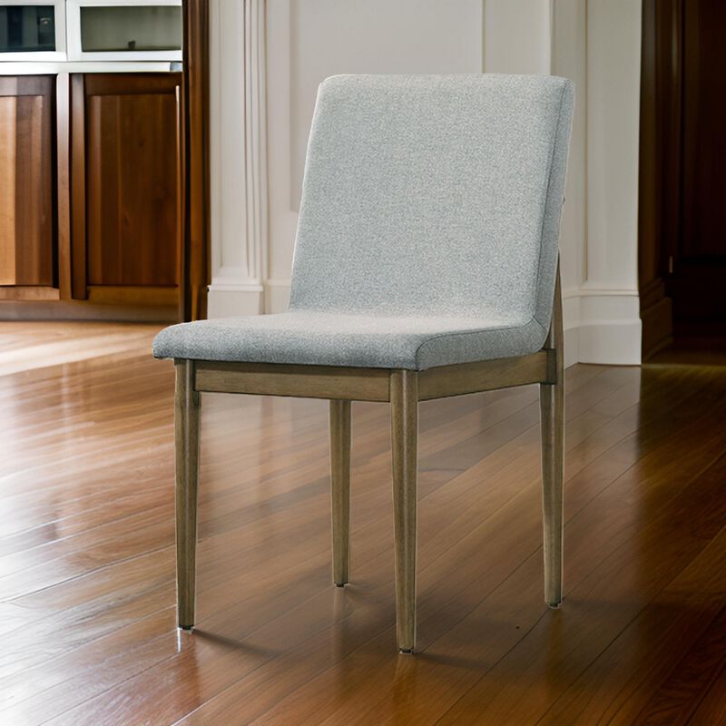 19 Inch Dining Chair, Set of 2, Gray Fabric, Parson Style, Cushioned Seat image number 1