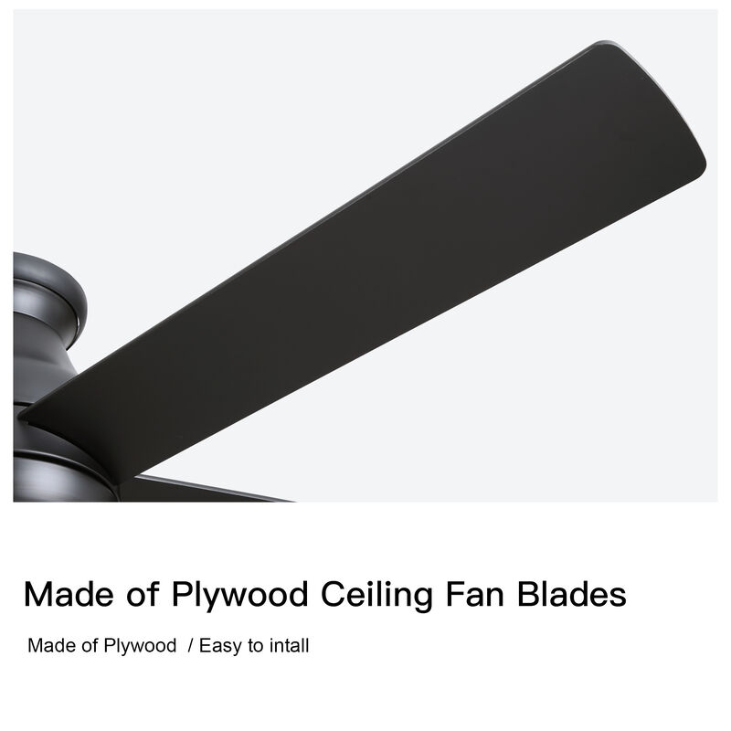 52 Inch Low Profile Ceiling Fan with Light, Matte Black DC Motor Fan with Remote image number 7