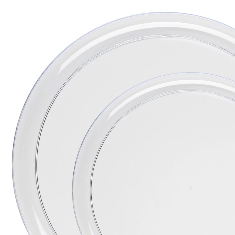 Clear Flat Round Plastic Dinnerware Value Set (40 Sets) image number 9